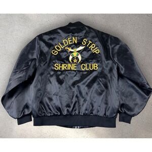 Vintage Shriners Golden Strip Shrine Club Bomber Jacket XL Embroidered 80s Satin